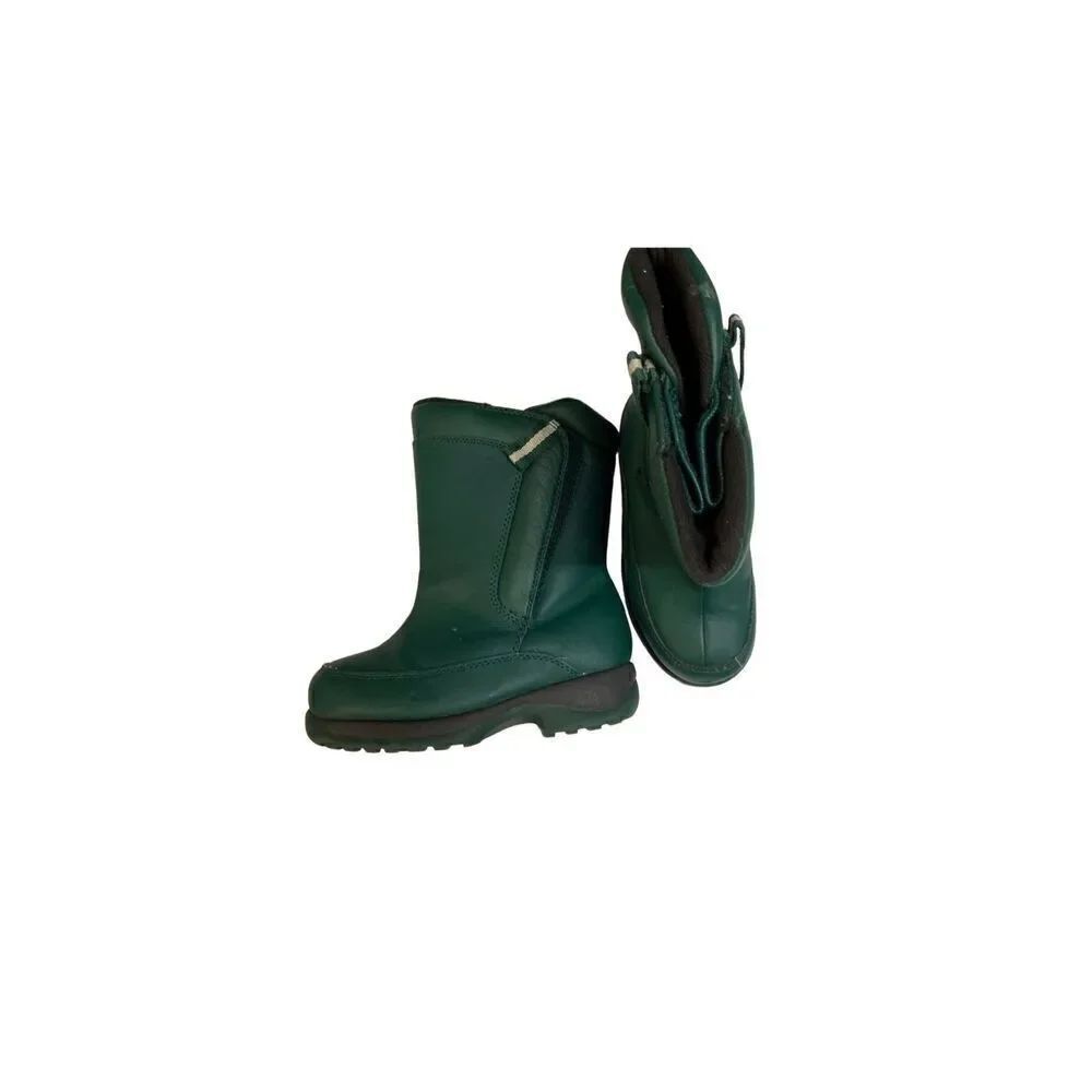 Lands’ End boys unisex green Valore closure snow boots size 10 